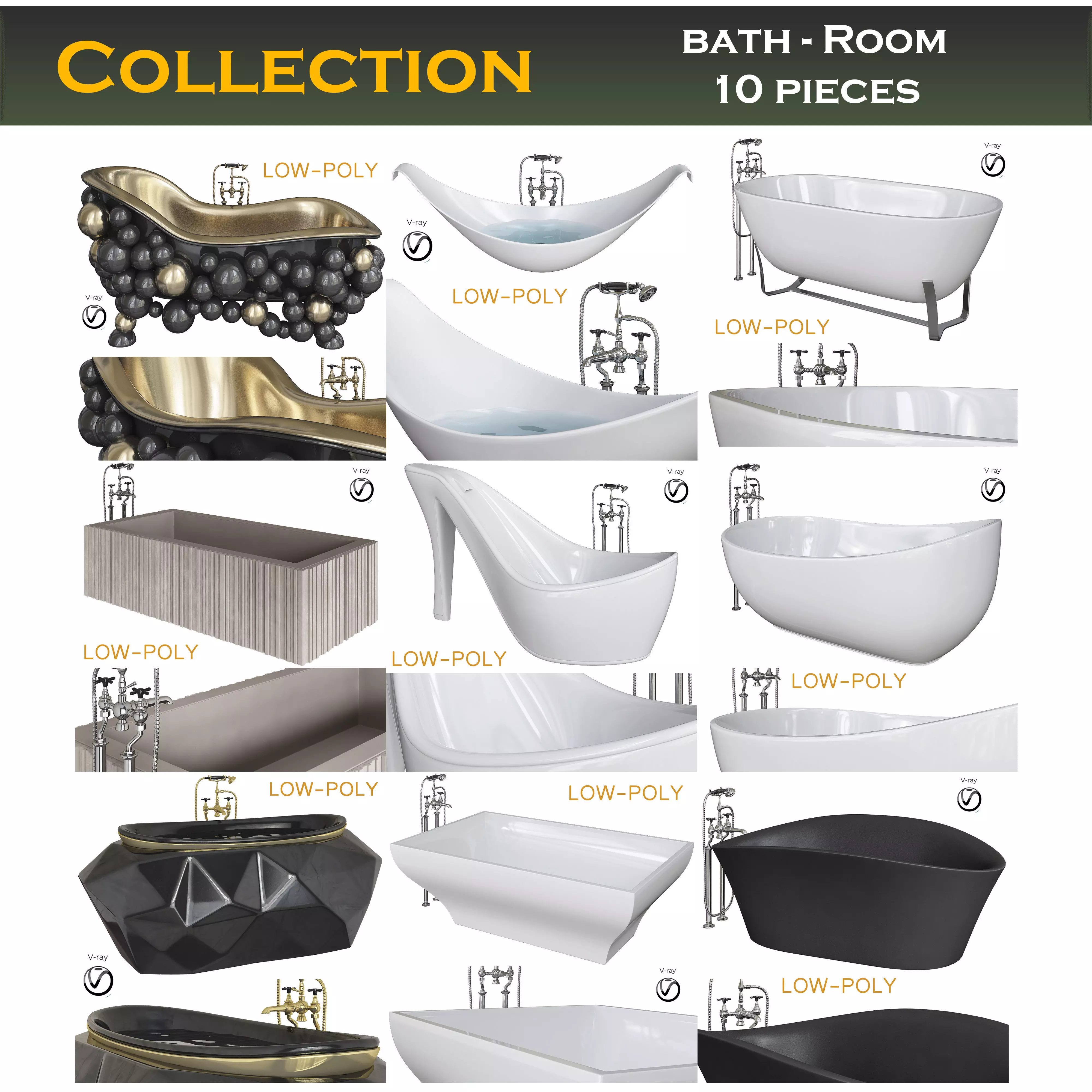 bath - Room collection 3d model Low-poly 3D model_0