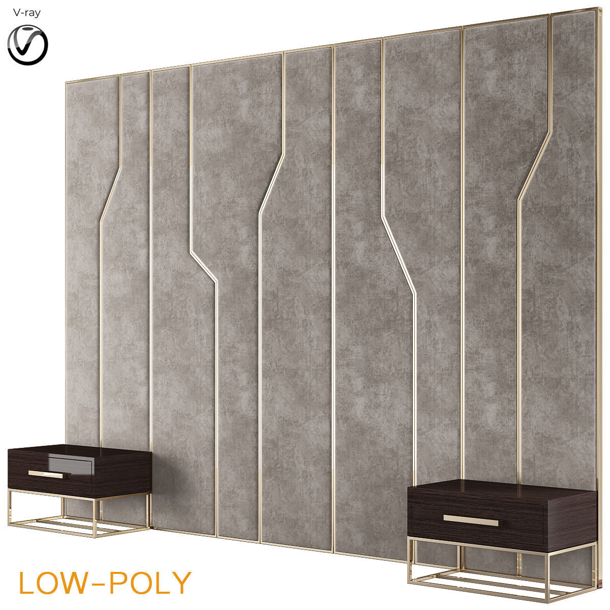 HEADBOARD collection 3d model low - poly wall panel Low-poly 3D model_10