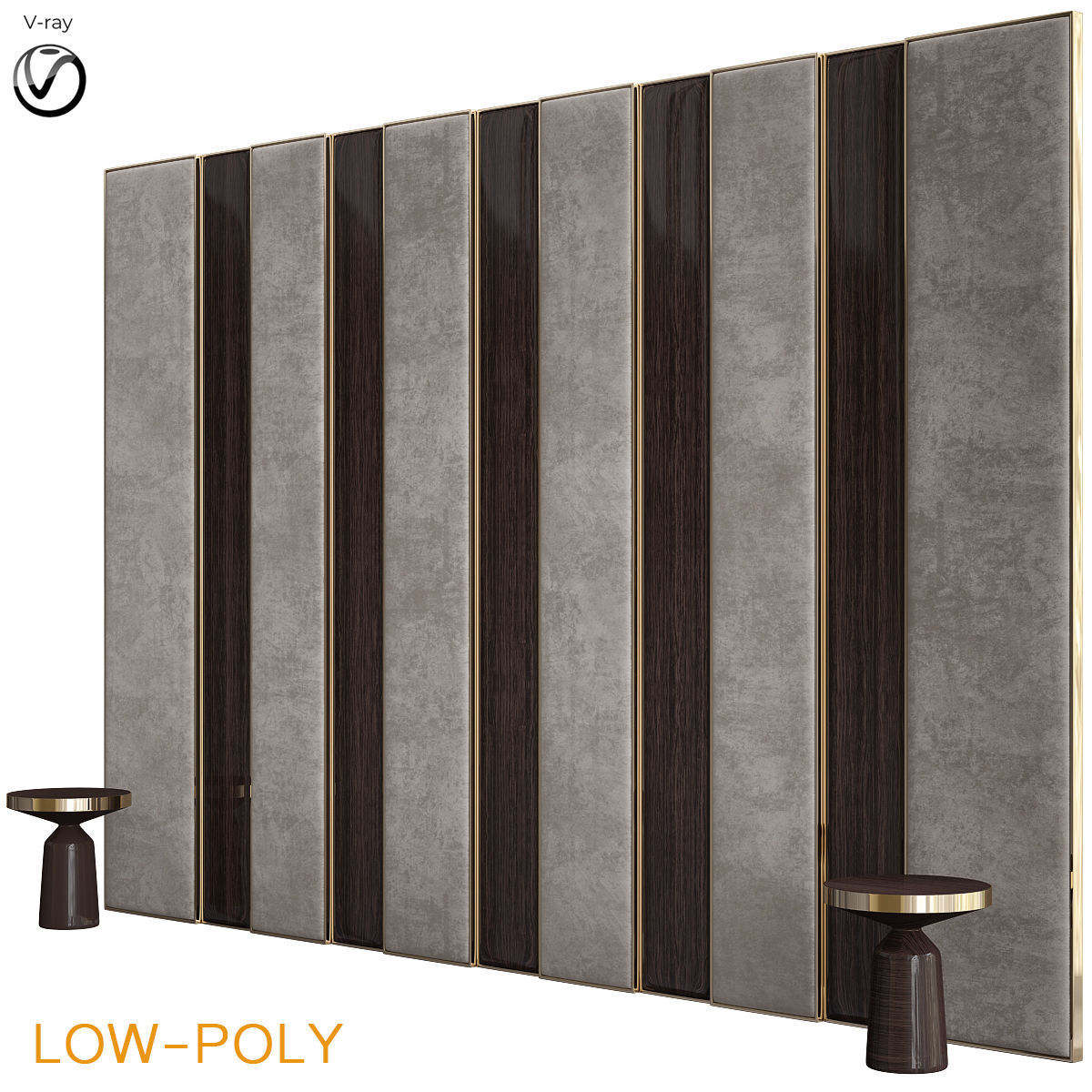 HEADBOARD collection 3d model low - poly wall panel Low-poly 3D model_12