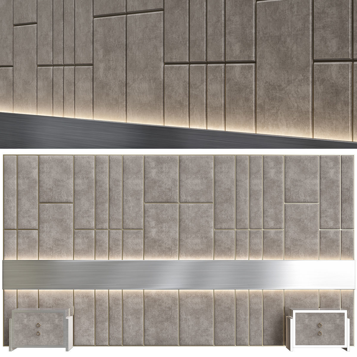 HEADBOARD collection 3d model low - poly wall panel Low-poly 3D model_7