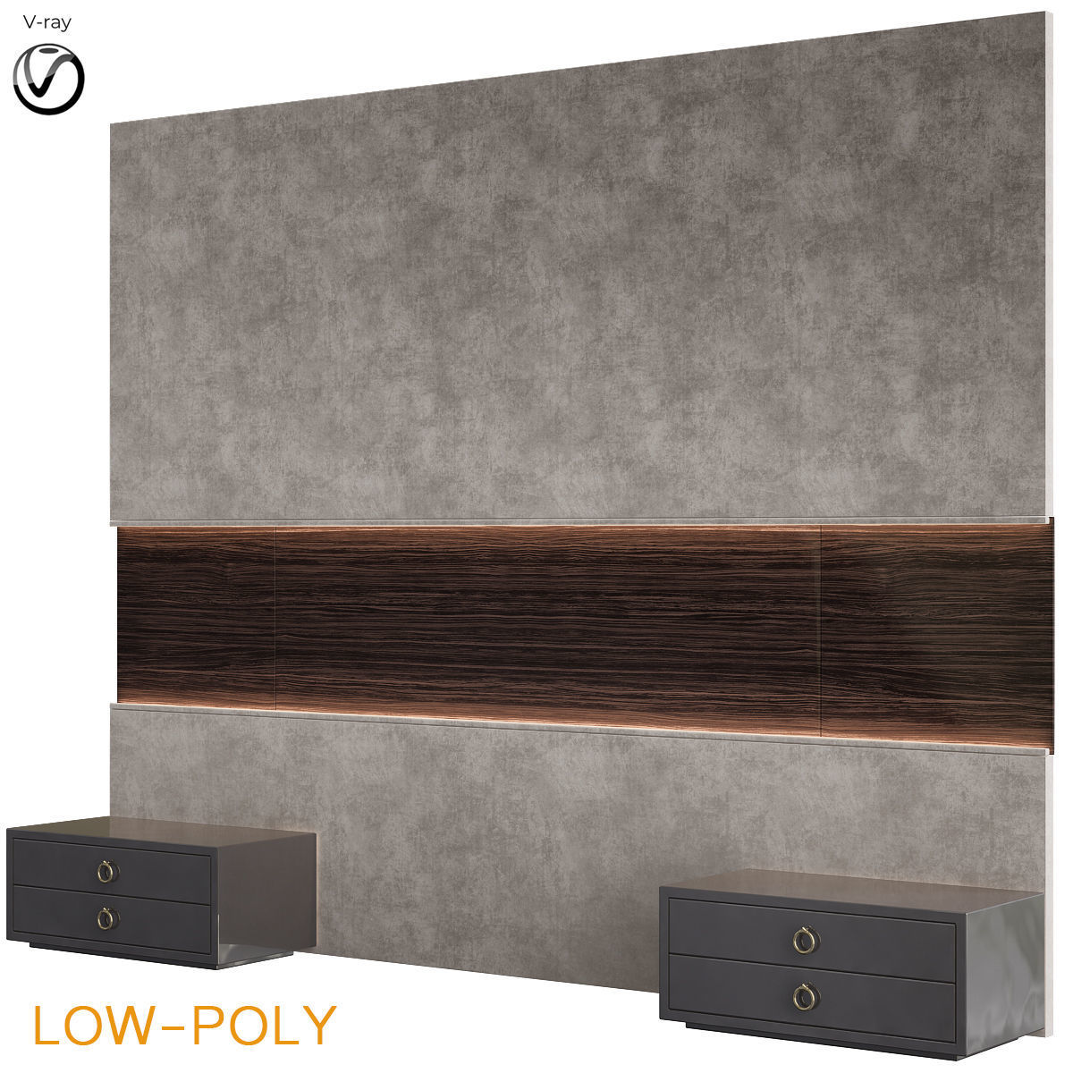 HEADBOARD collection 3d model low - poly wall panel Low-poly 3D model_6
