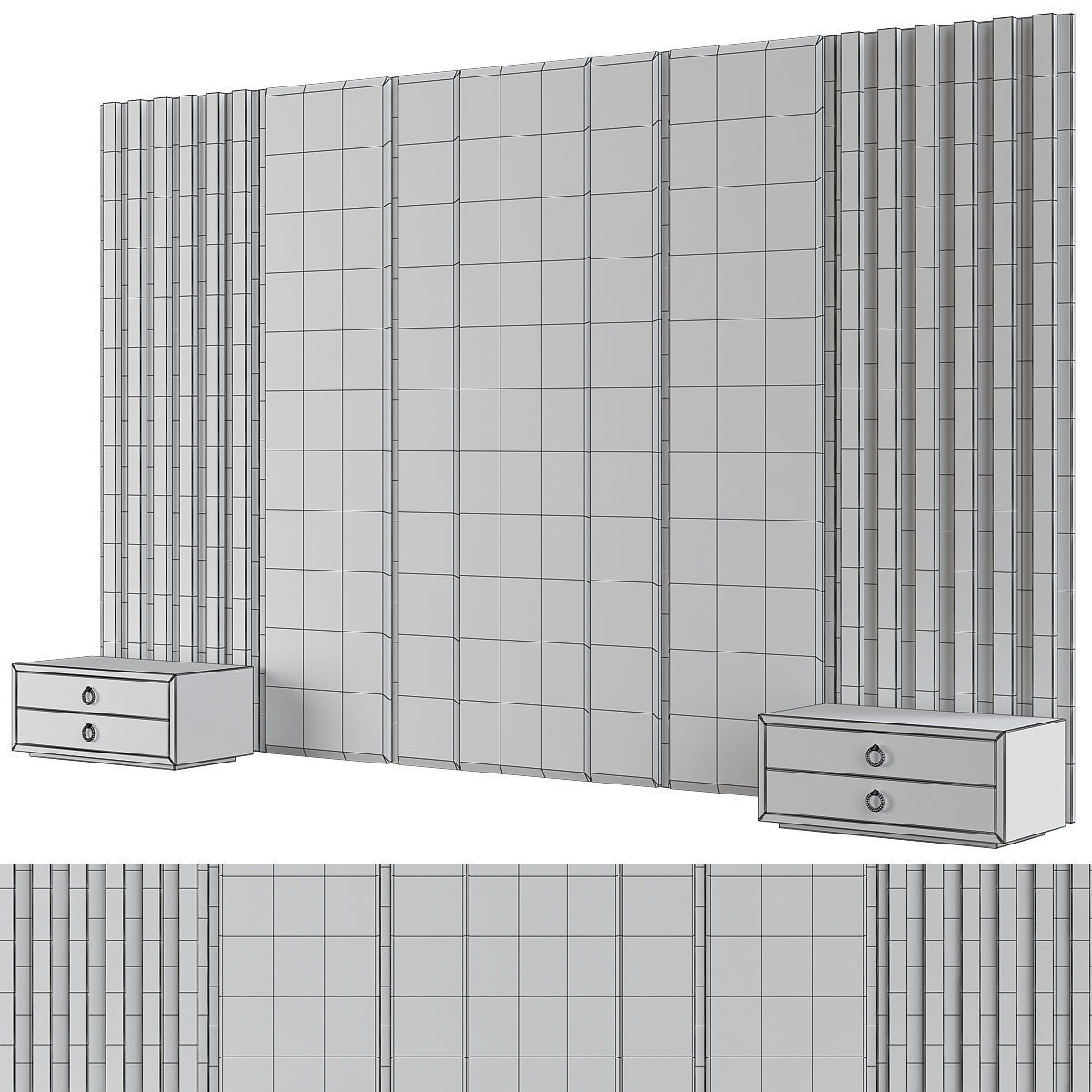 HEADBOARD collection 3d model low - poly wall panel Low-poly 3D model_13