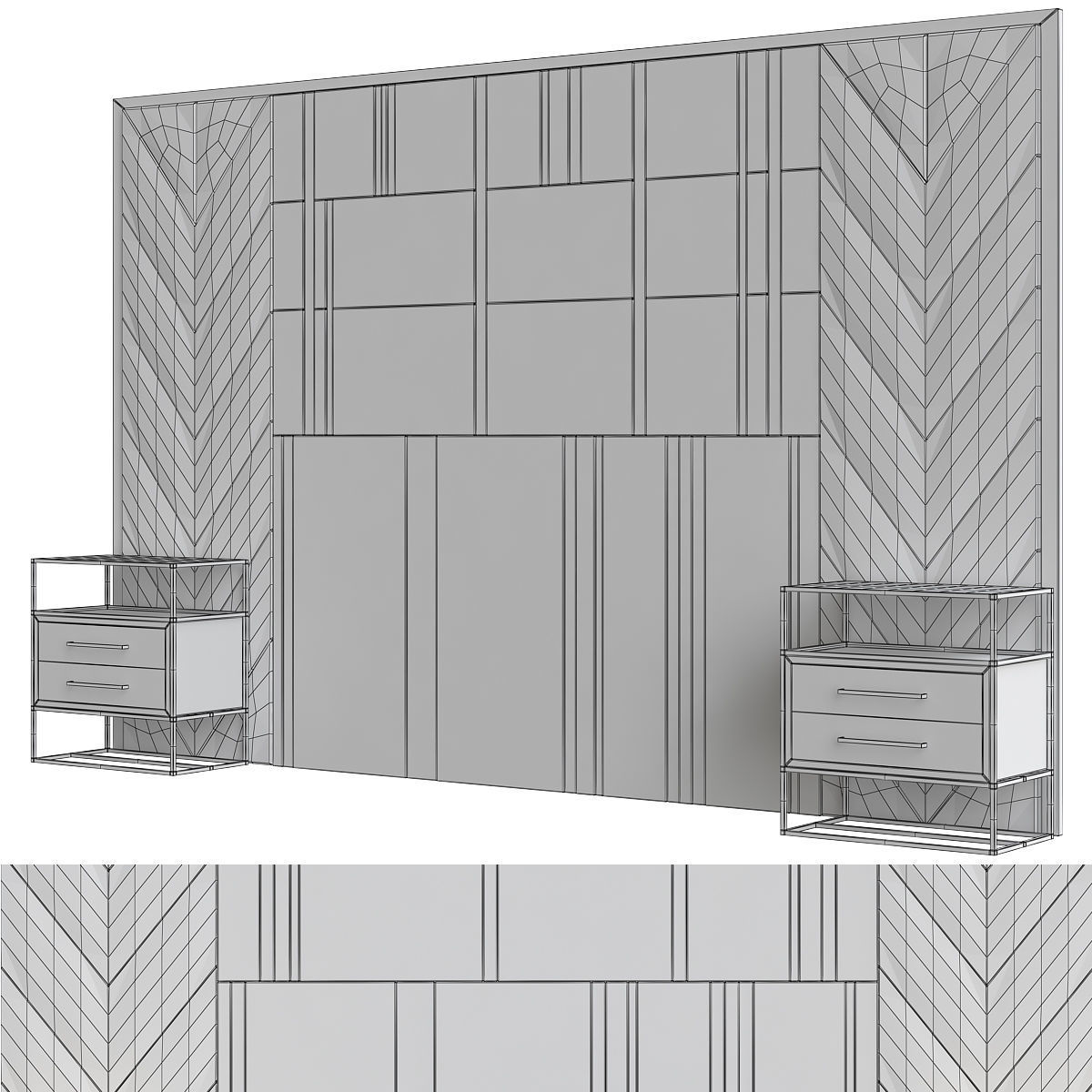 HEADBOARD collection 3d model low - poly wall panel Low-poly 3D model_16