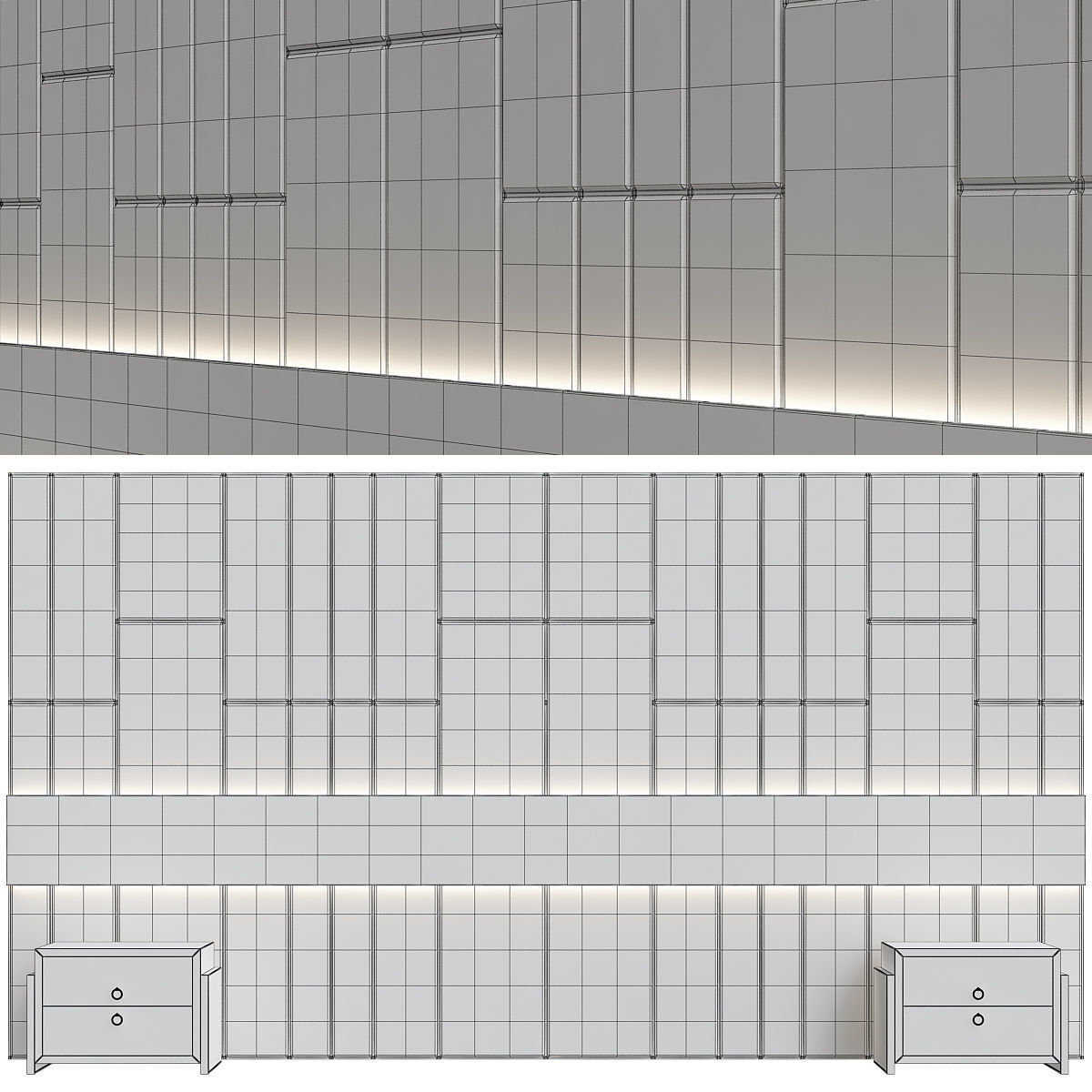 HEADBOARD collection 3d model low - poly wall panel Low-poly 3D model_8