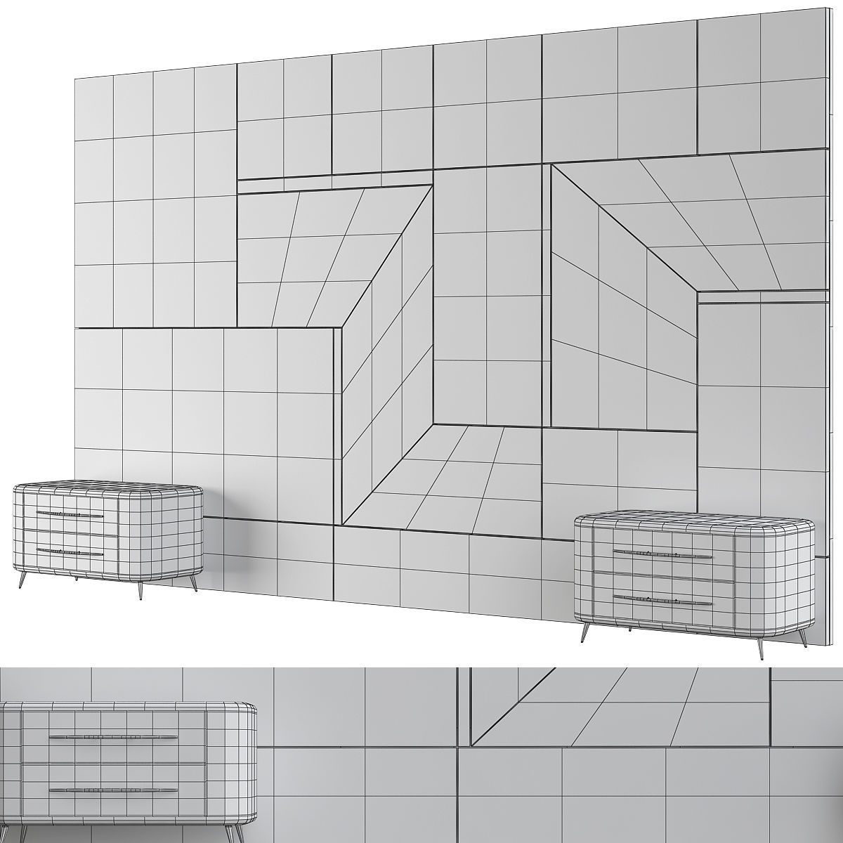 HEADBOARD collection 3d model low - poly wall panel Low-poly 3D model_18