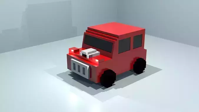 Pixel Car Low Poly Low-poly 3D model