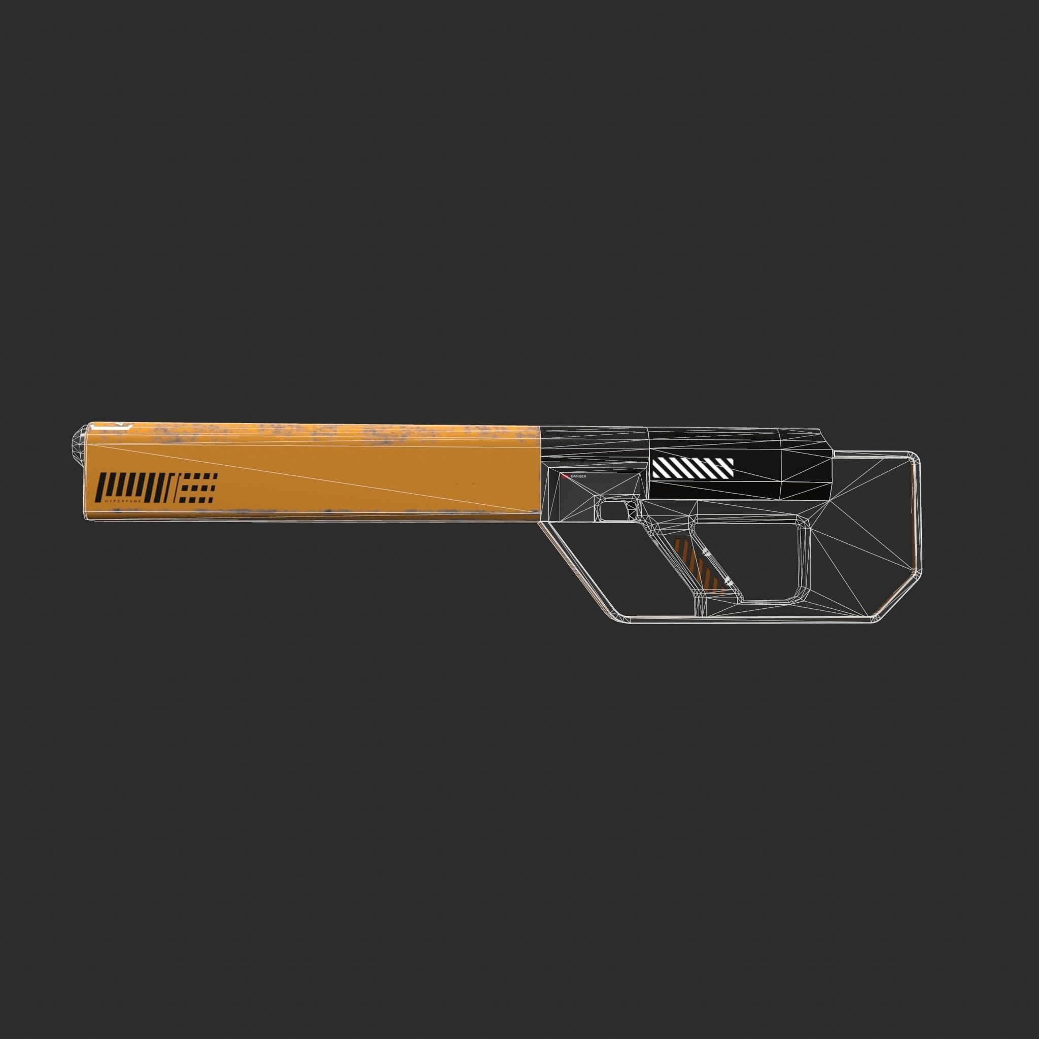 SCI-FI HYPERPUNK RIFLE Low-poly 3D model_20