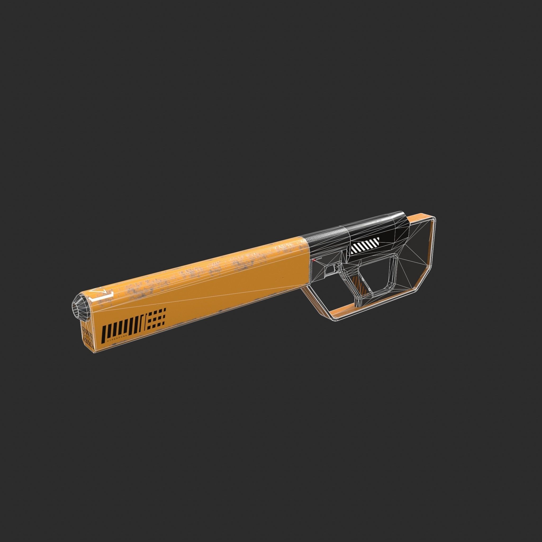 SCI-FI HYPERPUNK RIFLE Low-poly 3D model_21