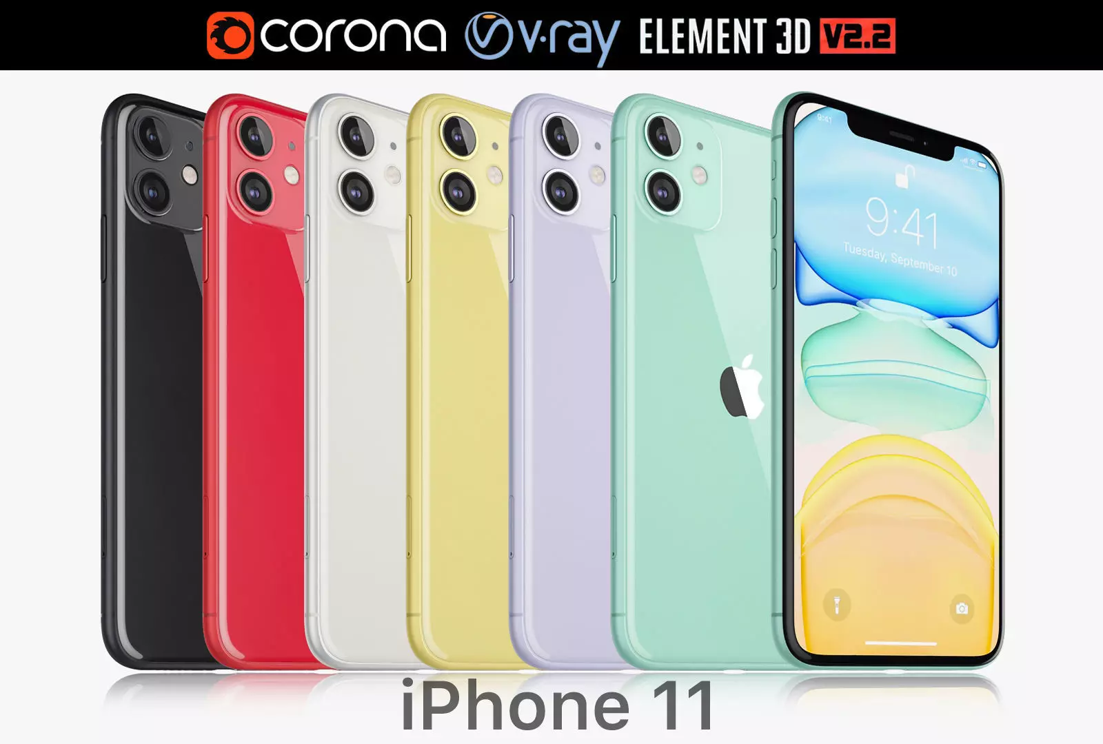 Apple iPhone 11 All colors 3D model