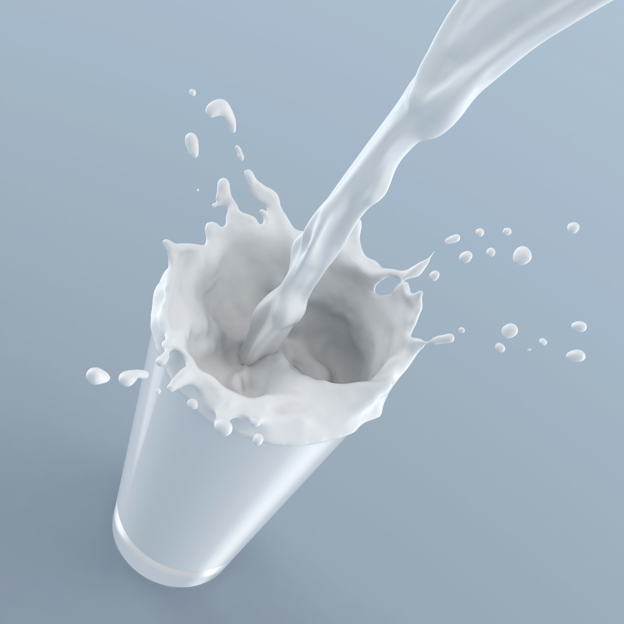 Liquid pouring into glass with splash 3D model_4