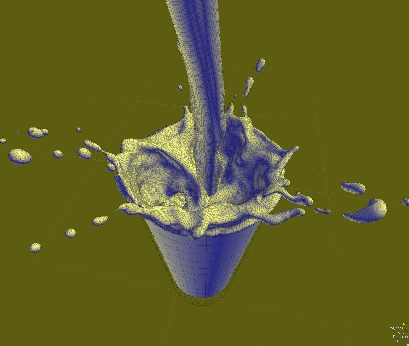 Liquid pouring into glass with splash 3D model_3