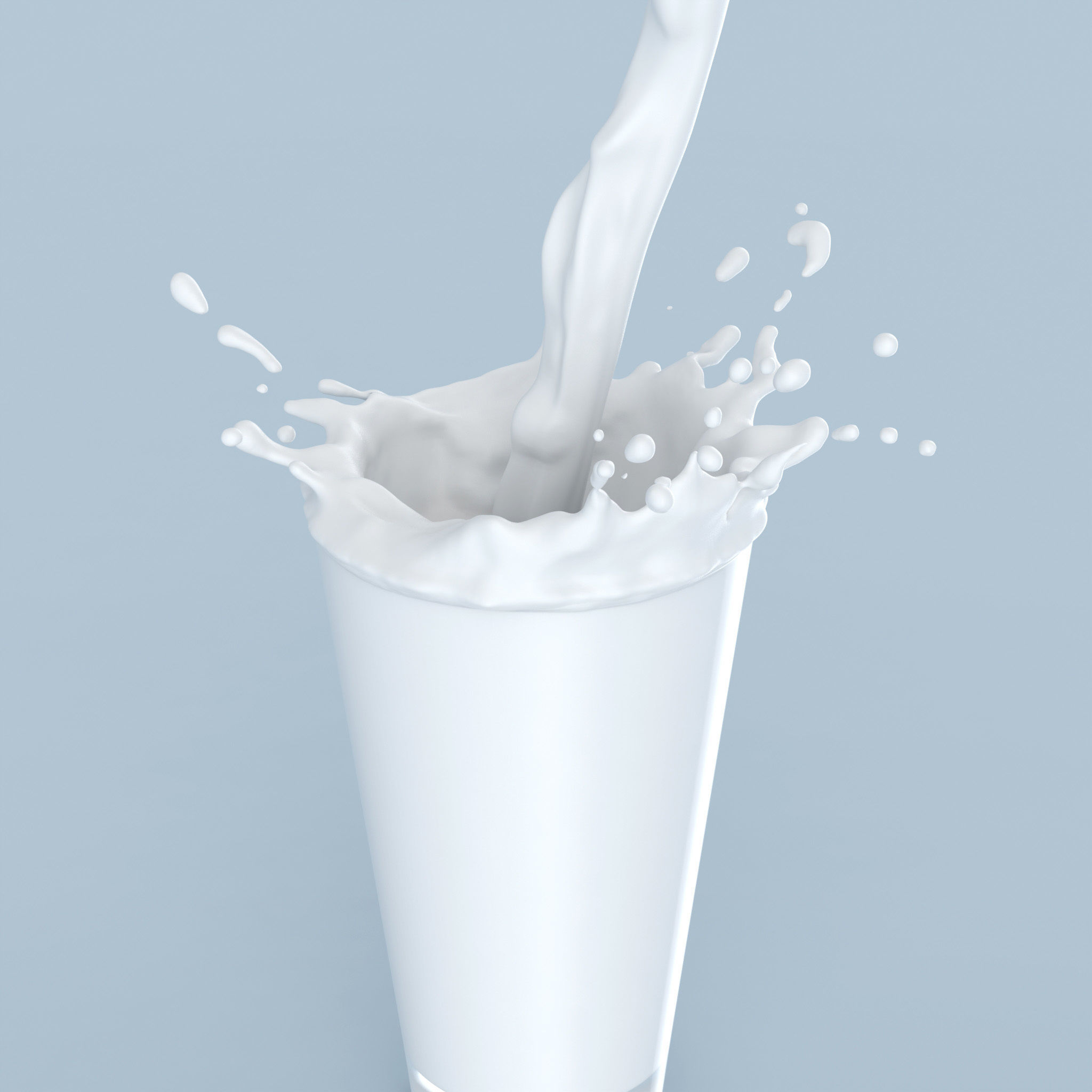 Liquid pouring into glass with splash 3D model_6