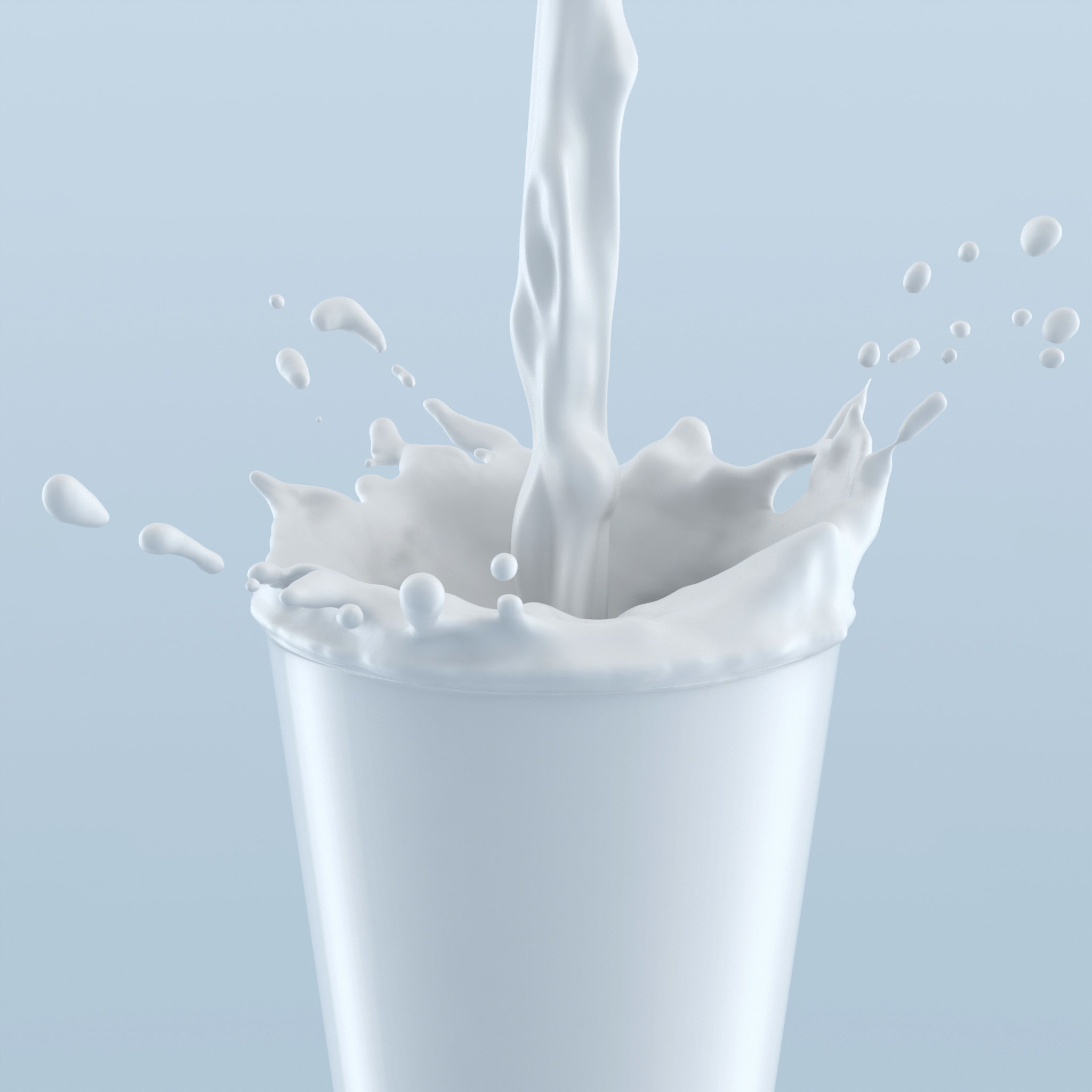 Liquid pouring into glass with splash 3D model_5