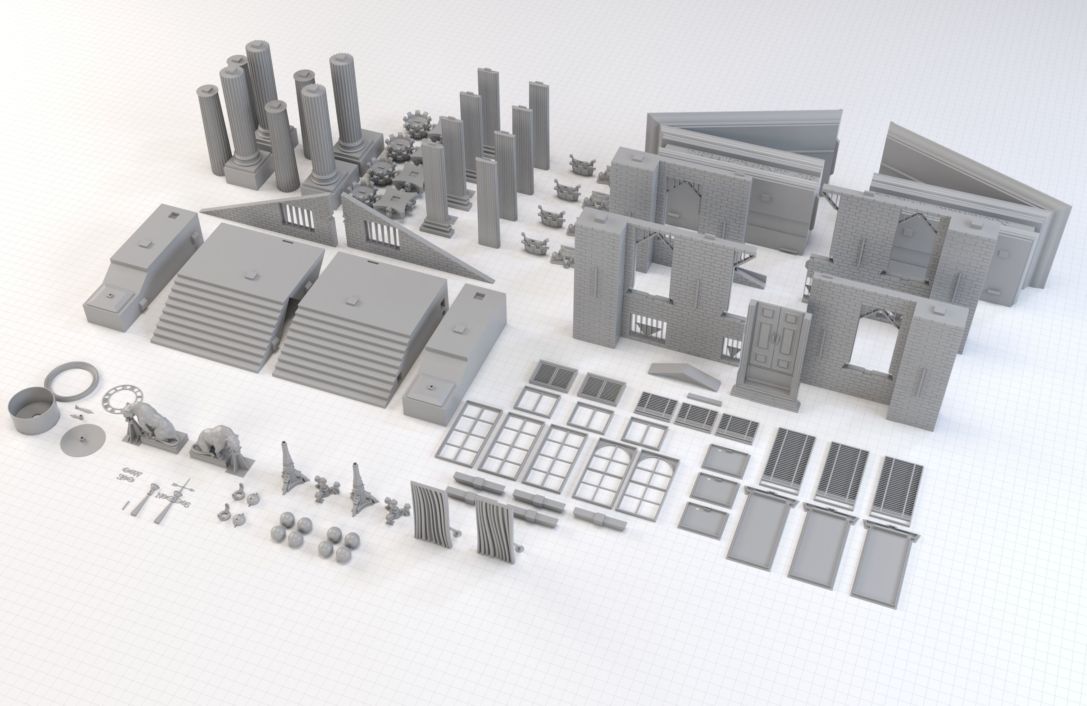 CourtHouse Back to the Future  1-45 Scale  53cm 3D print model_19