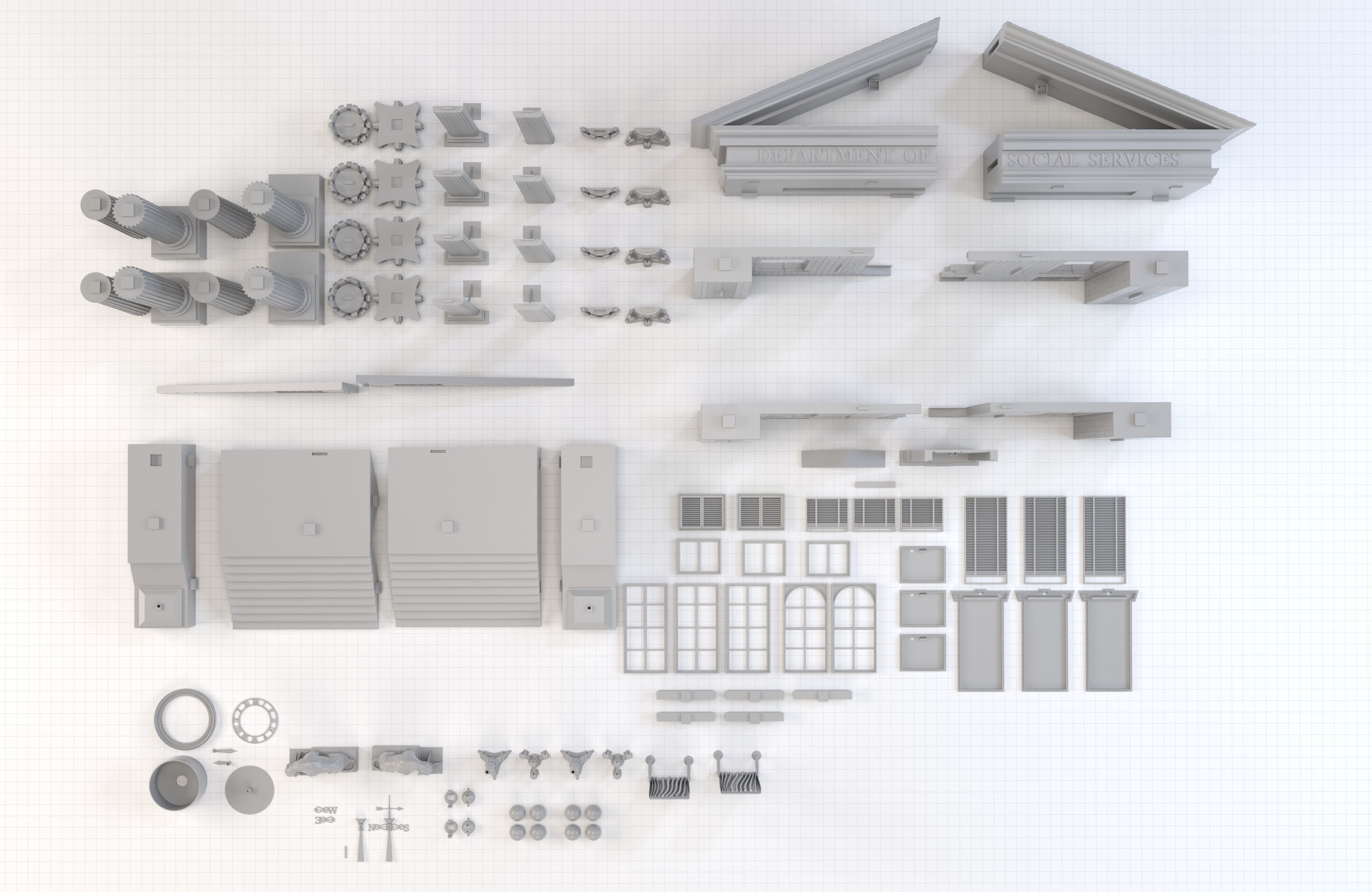 CourtHouse Back to the Future  1-45 Scale  53cm 3D print model_20