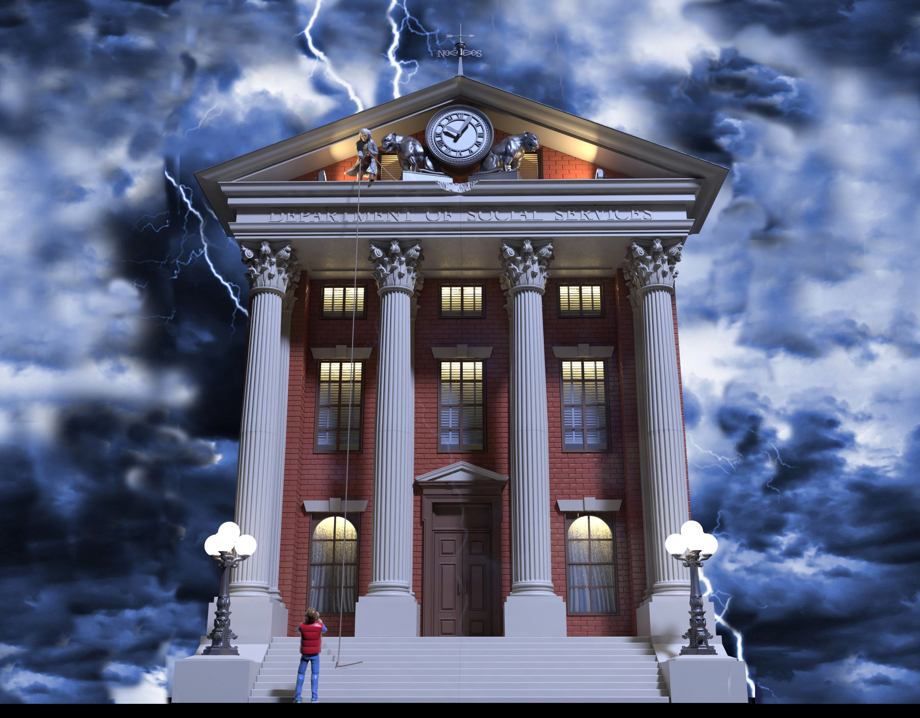 CourtHouse Back to the Future  1-45 Scale  53cm 3D print model_23