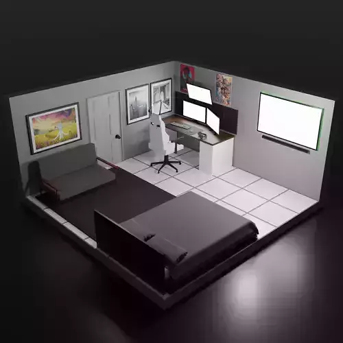 gamer room Low-poly 3D model