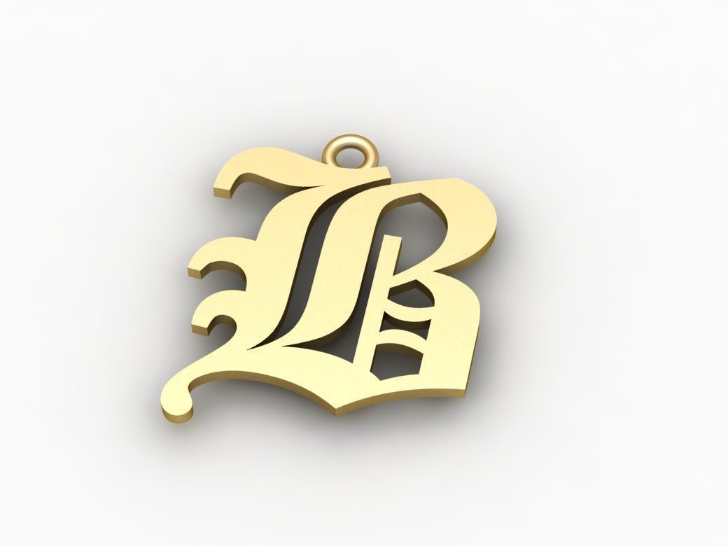 Gothic Alphabets B Pendant 3D print model_1