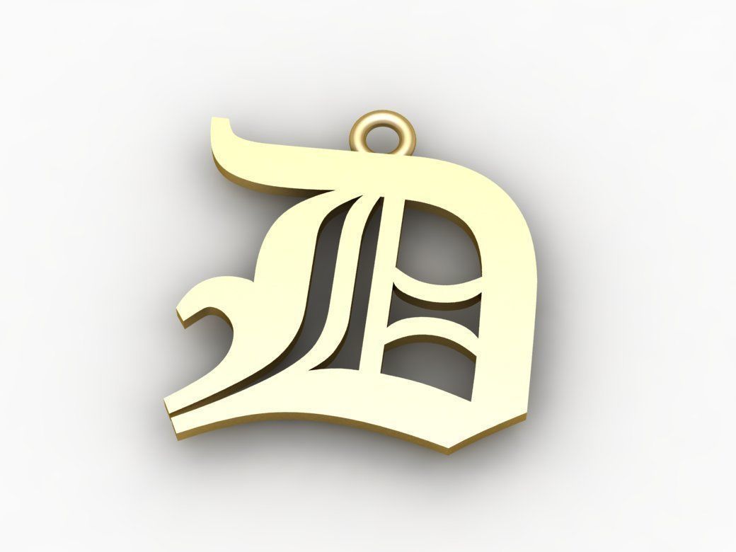 Gothic Alphabets D Pendant 3D print model_2