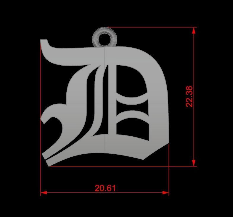 Gothic Alphabets D Pendant 3D print model_3