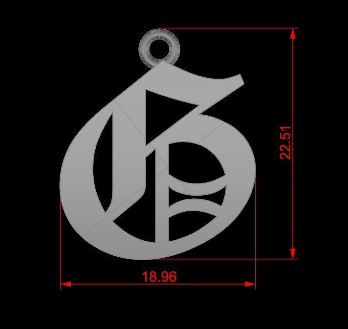 Gothic Alphabets G Pendant 3D print model_3