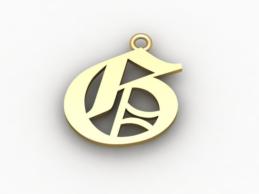 Gothic Alphabets G Pendant 3D print model_2