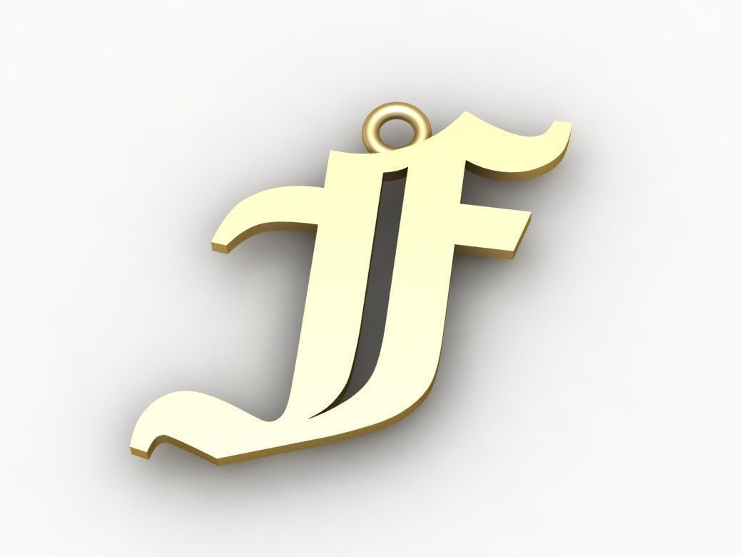 Gothic Alphabets F Pendant 3D print model_1