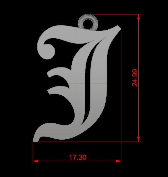 Gothic Alphabets J Pendant 3D print model_2