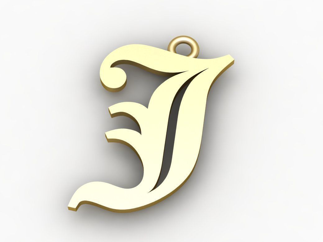 Gothic Alphabets J Pendant 3D print model_1