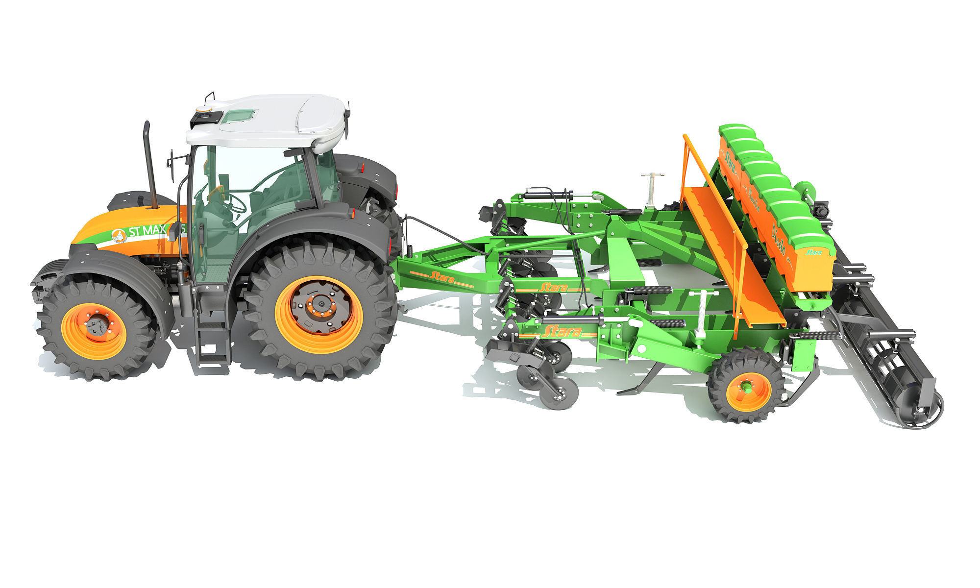 Stara Tractor with Seed Drill 3D model_2