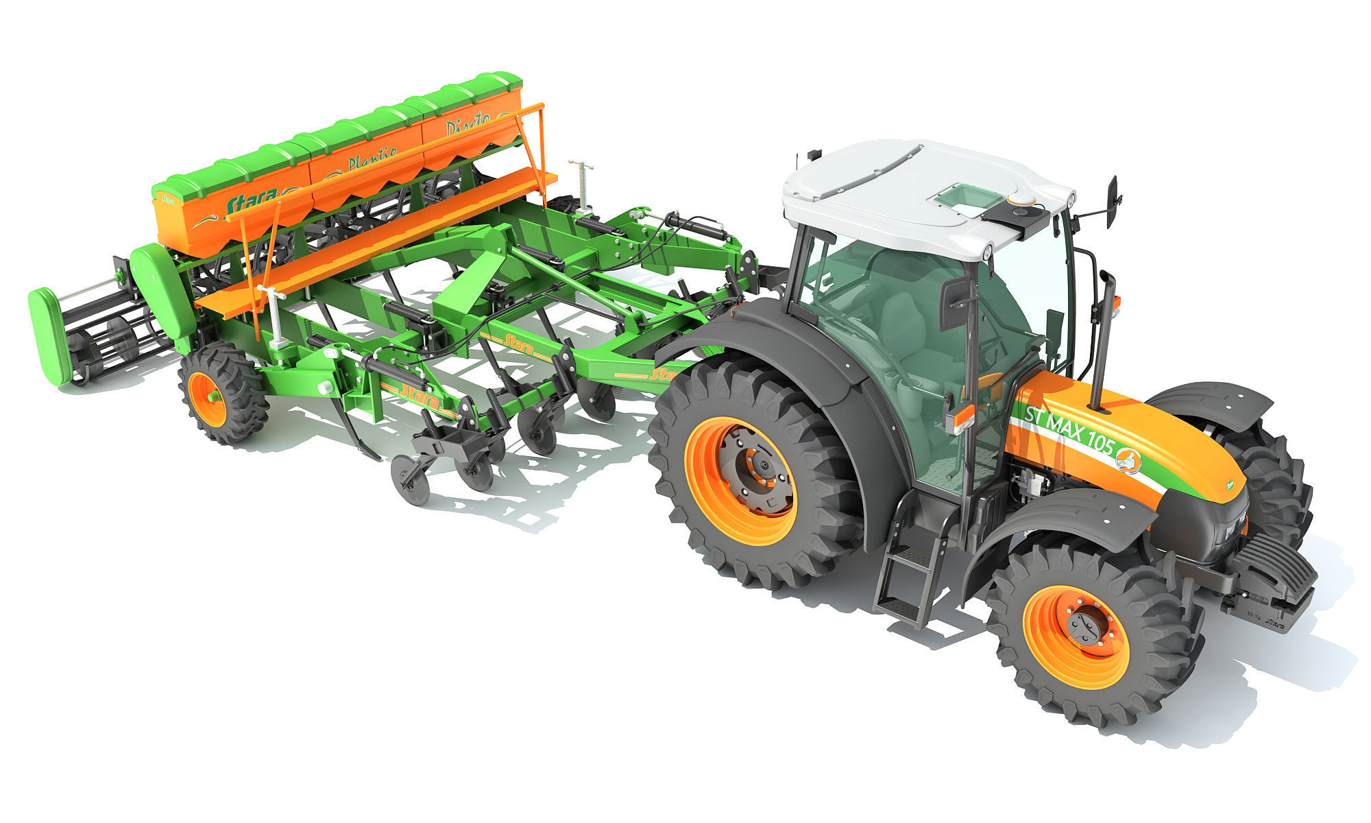 Stara Tractor with Seed Drill 3D model_10
