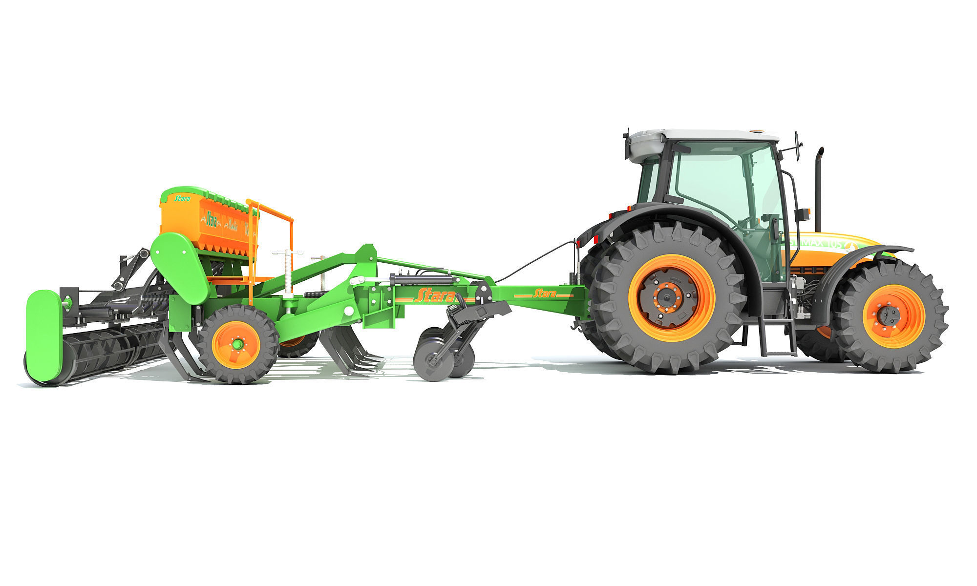 Stara Tractor with Seed Drill 3D model_9