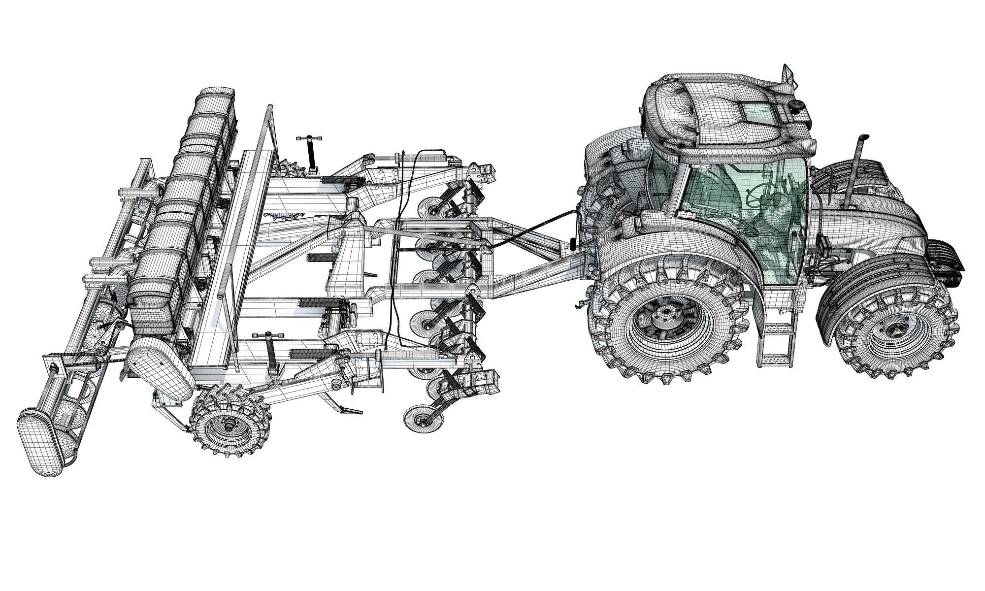 Stara Tractor with Seed Drill 3D model_20