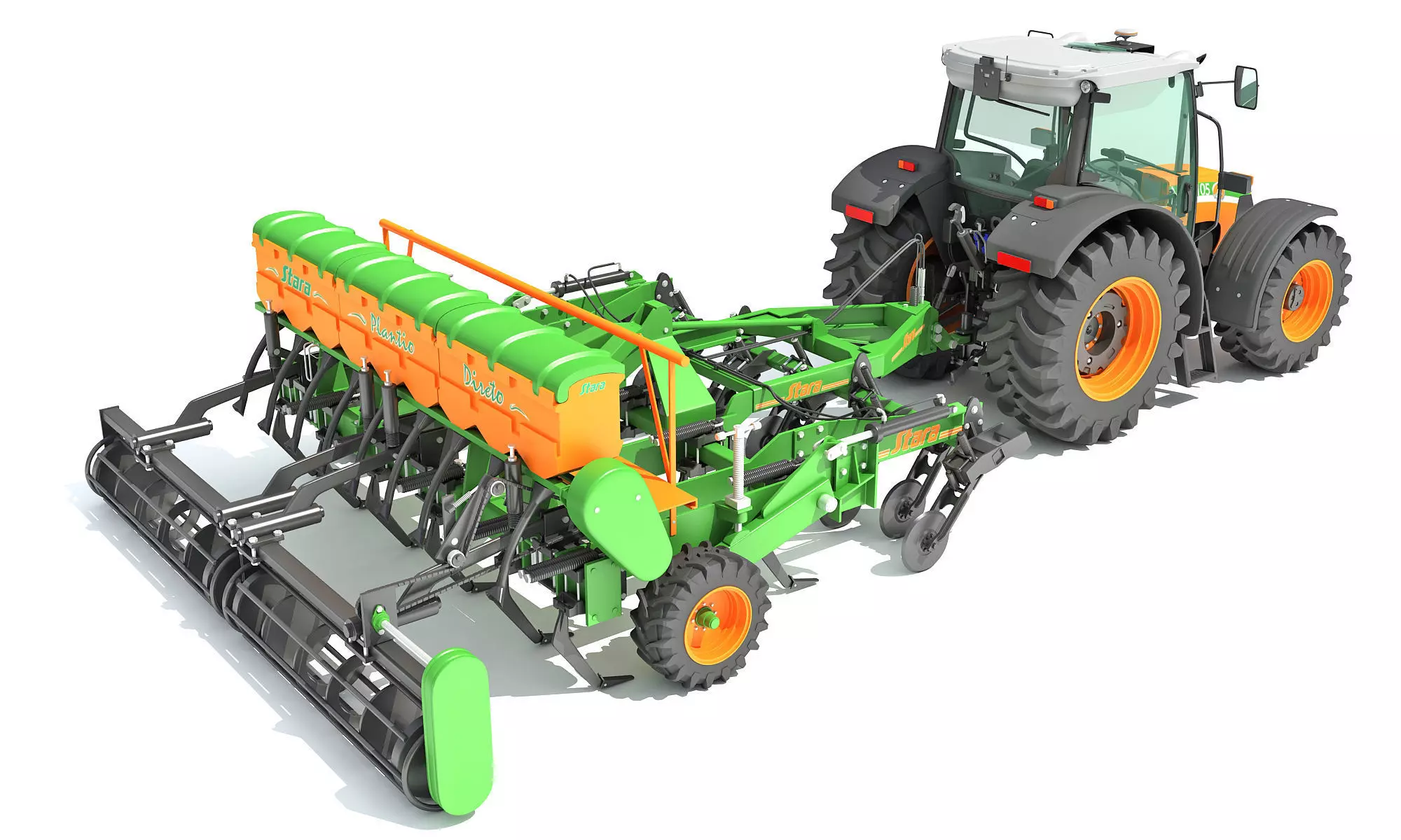 Stara Tractor with Seed Drill 3D model_0