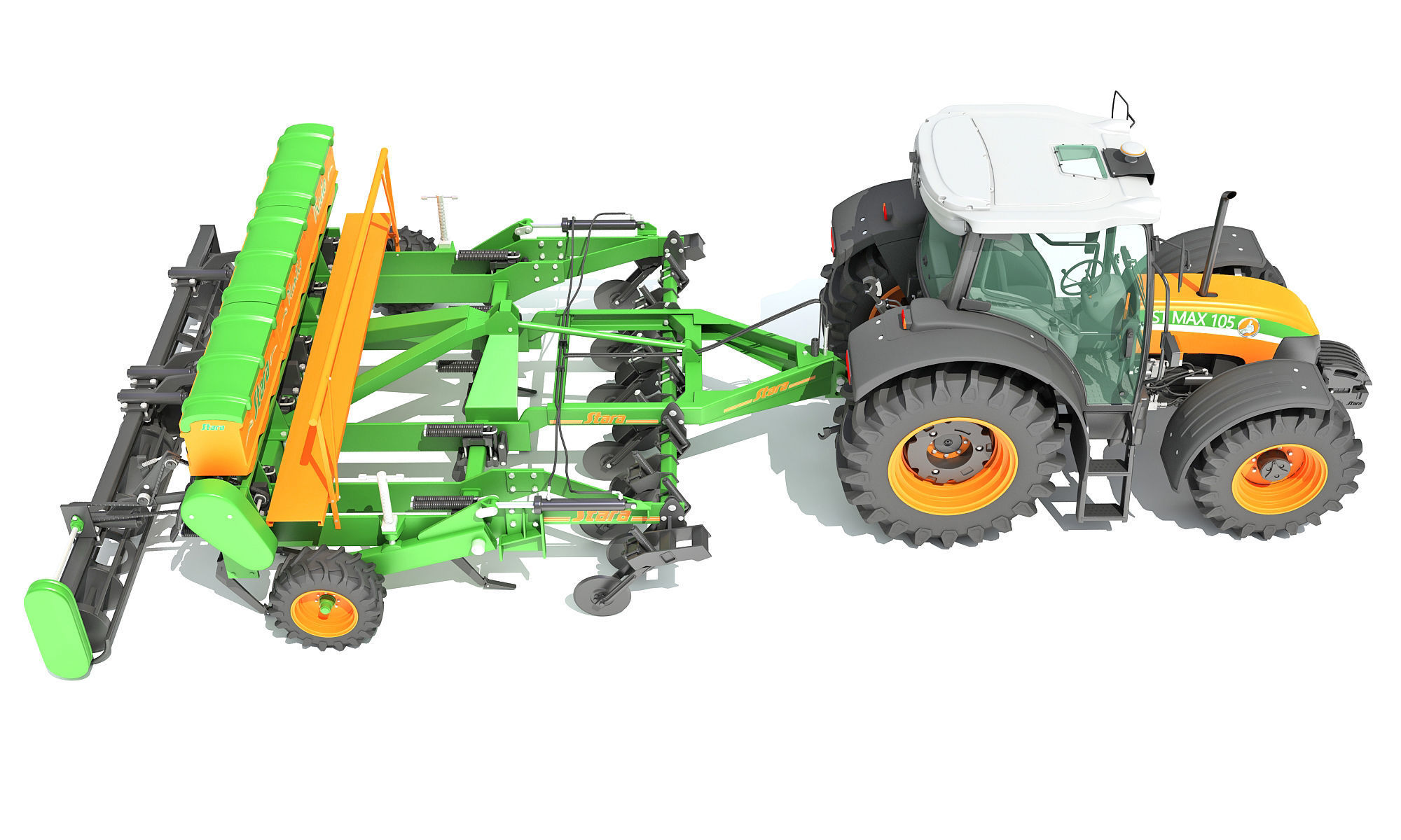 Stara Tractor with Seed Drill 3D model_8