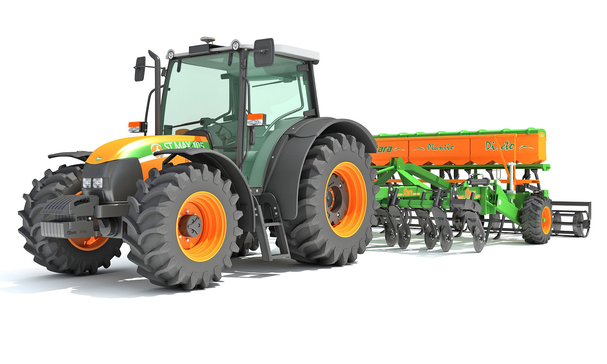 Stara Tractor with Seed Drill 3D model_13