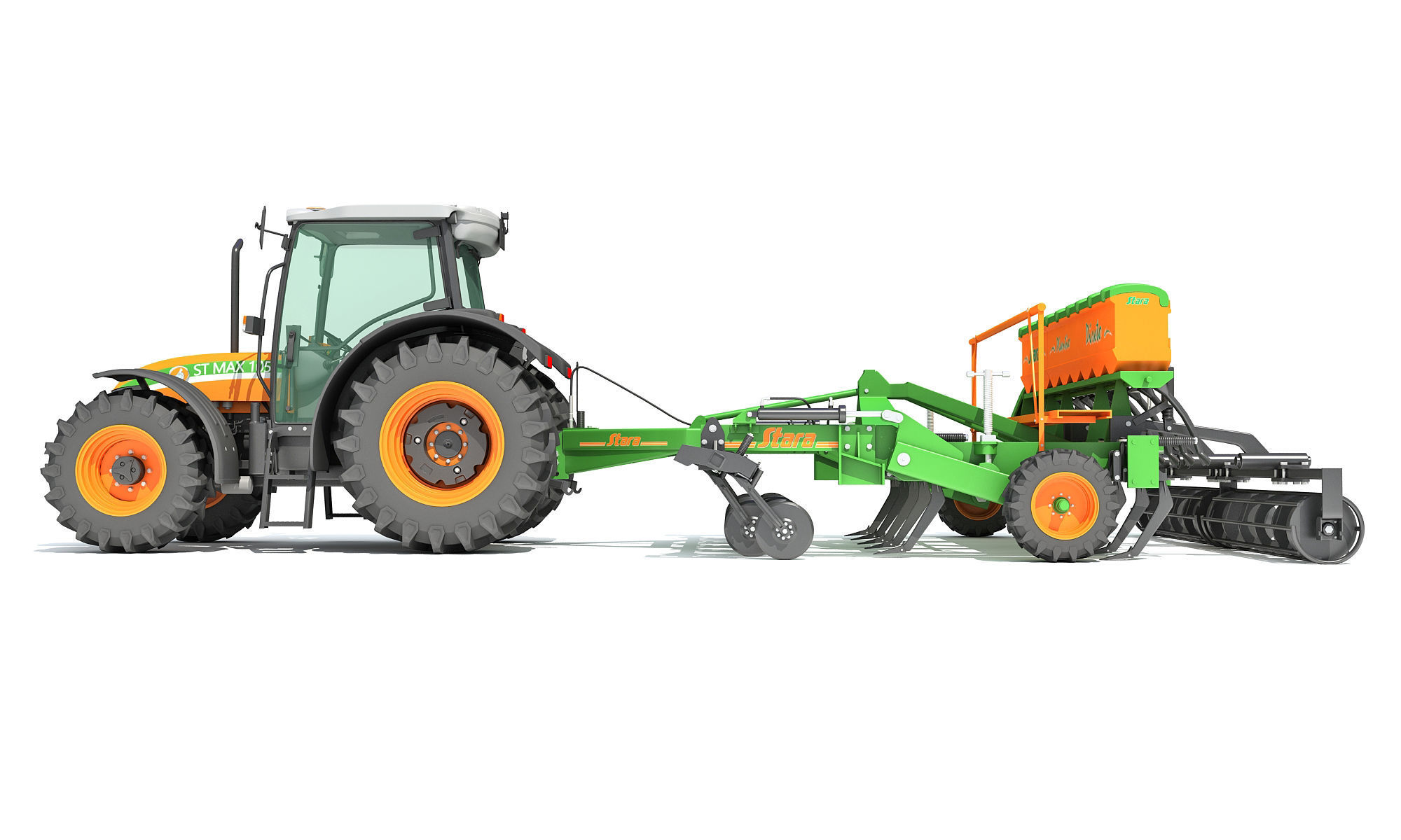 Stara Tractor with Seed Drill 3D model_3
