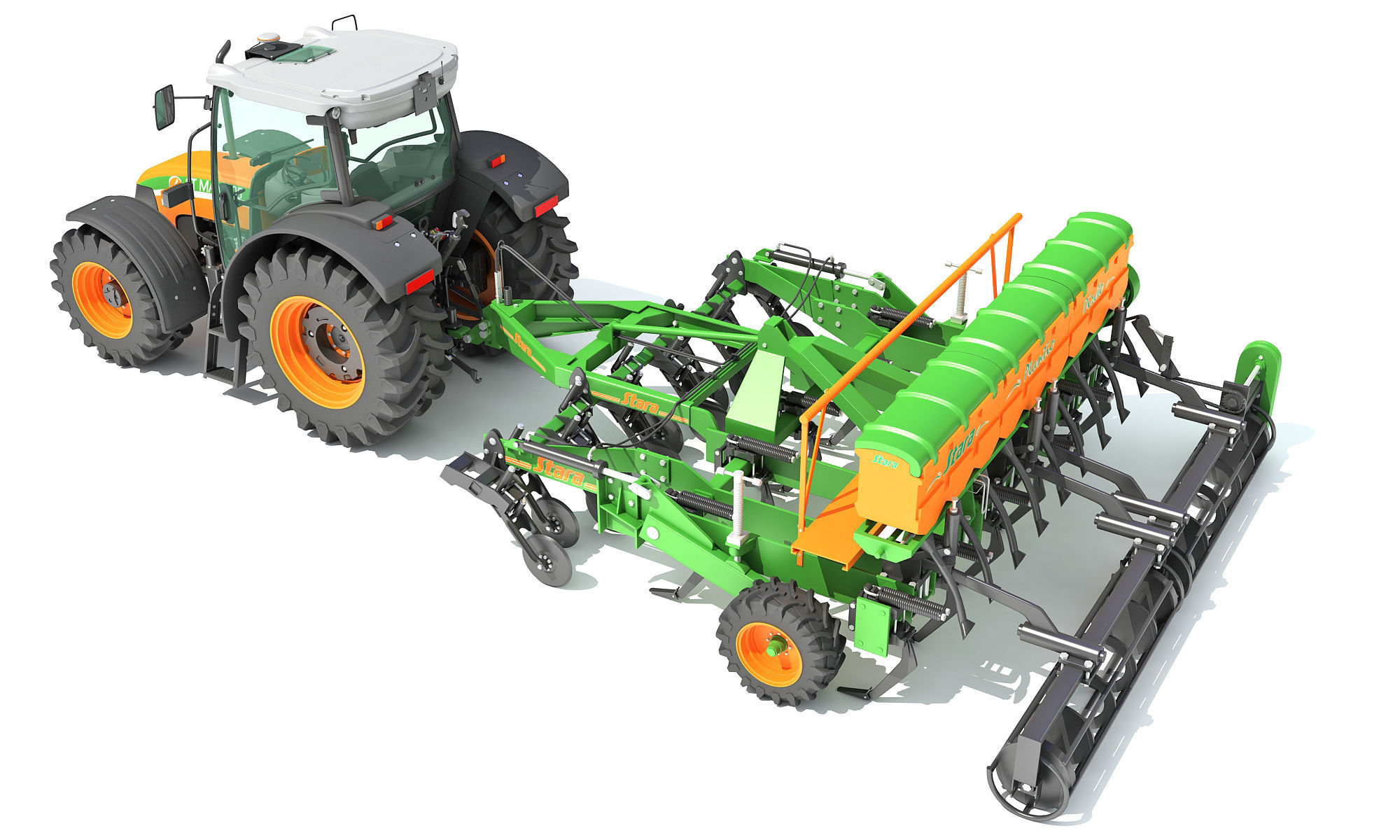 Stara Tractor with Seed Drill 3D model_4