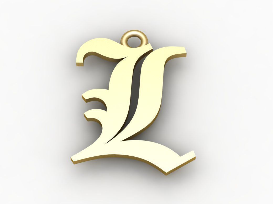 Gothic Alphabets L Pendant 3D print model_1