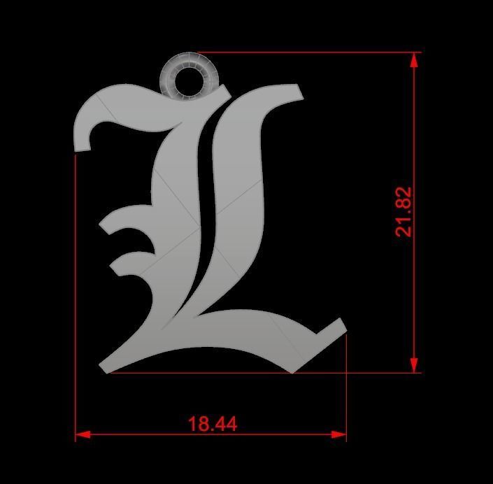 Gothic Alphabets L Pendant 3D print model_2