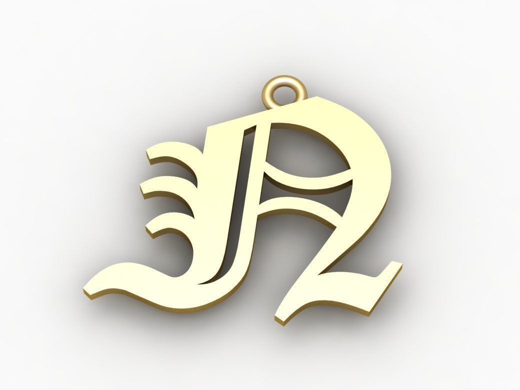 Gothic Alphabets N Pendant 3D print model_1