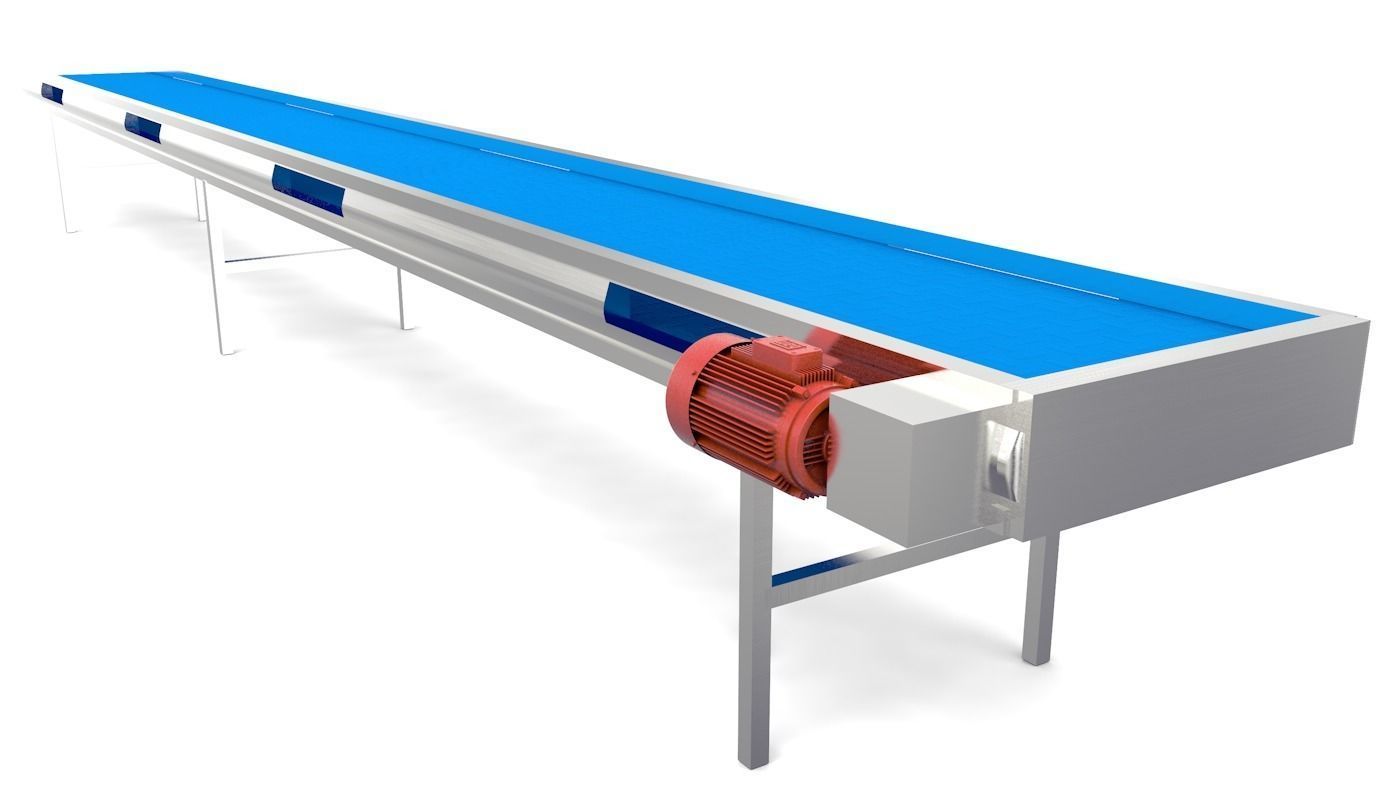 Plastic Belt Conveyor Low-poly 3D model_5