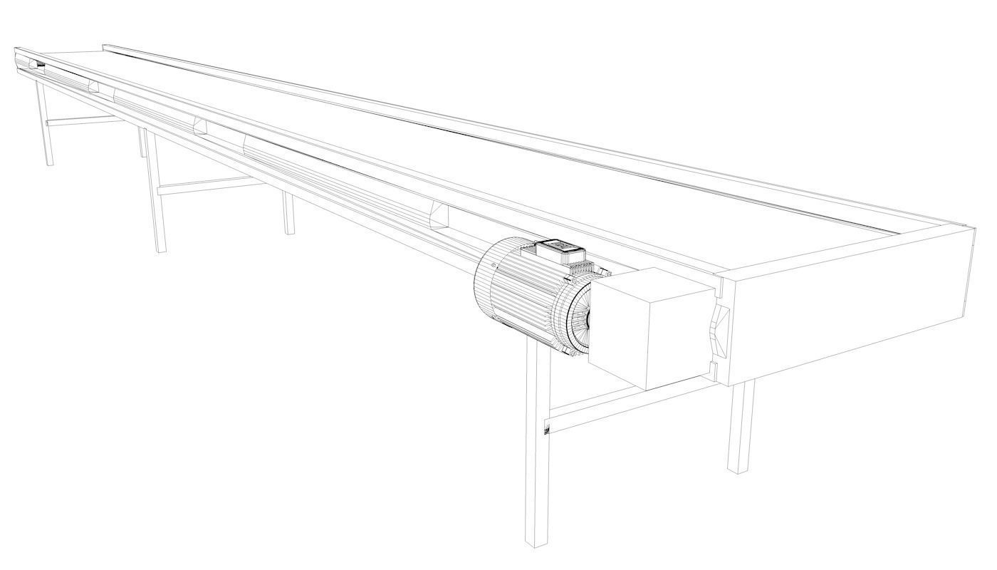 Plastic Belt Conveyor Low-poly 3D model_6