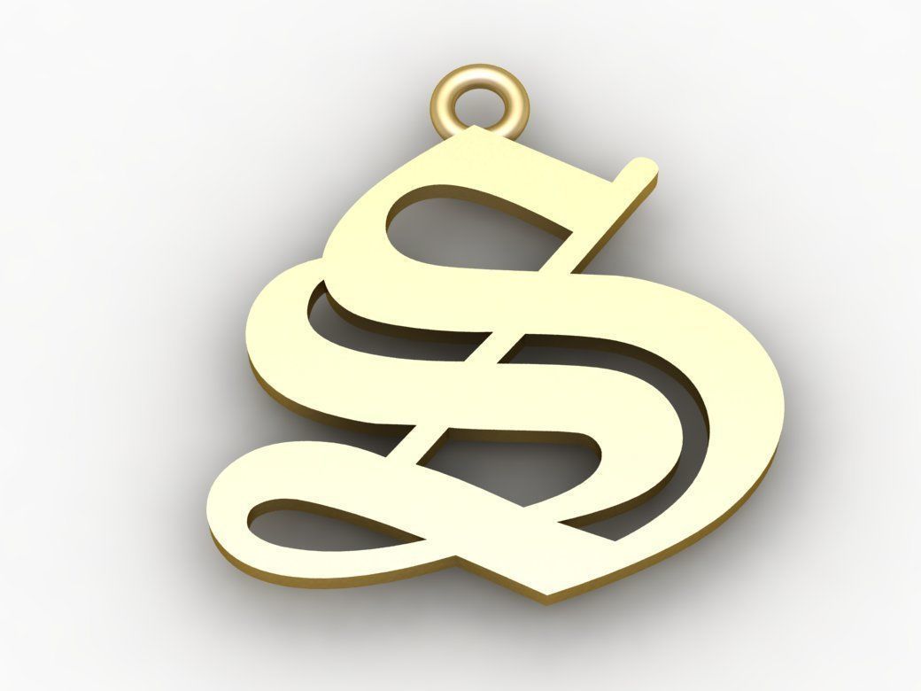 Gothic Alphabets S Pendant 3D print model_1