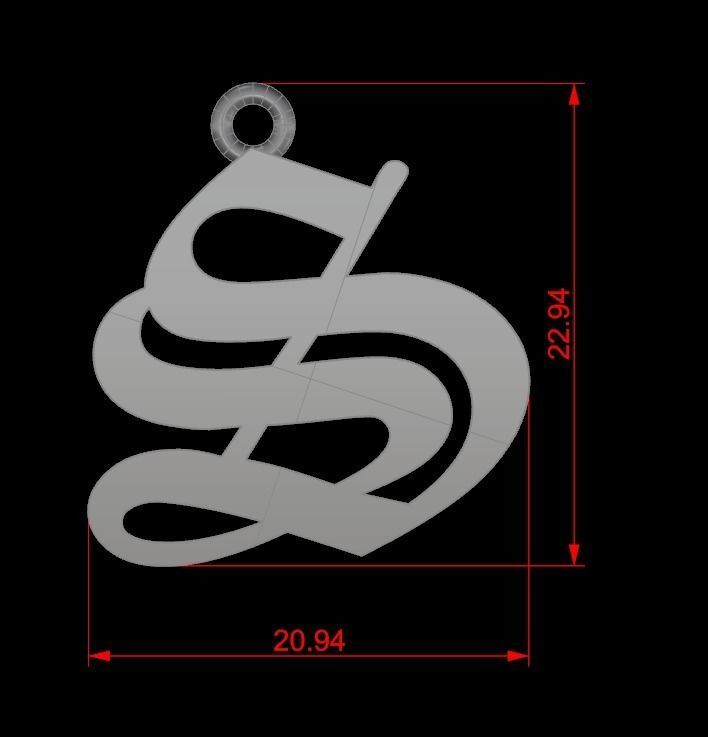 Gothic Alphabets S Pendant 3D print model_2