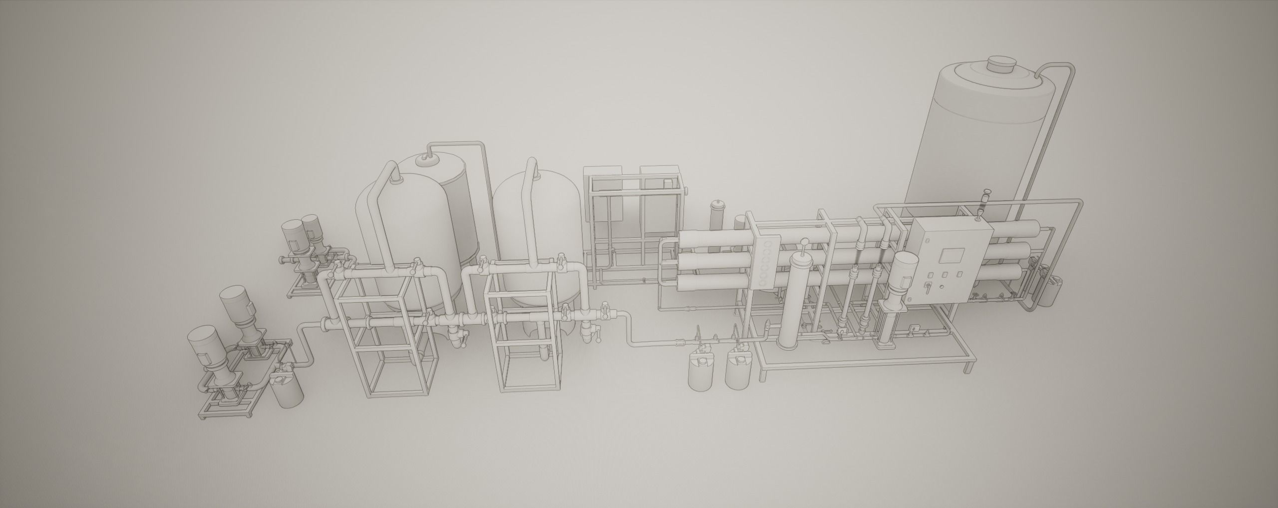 Reverse Osmosis RO System For Mineral Water Plant Low-poly 3D model_30