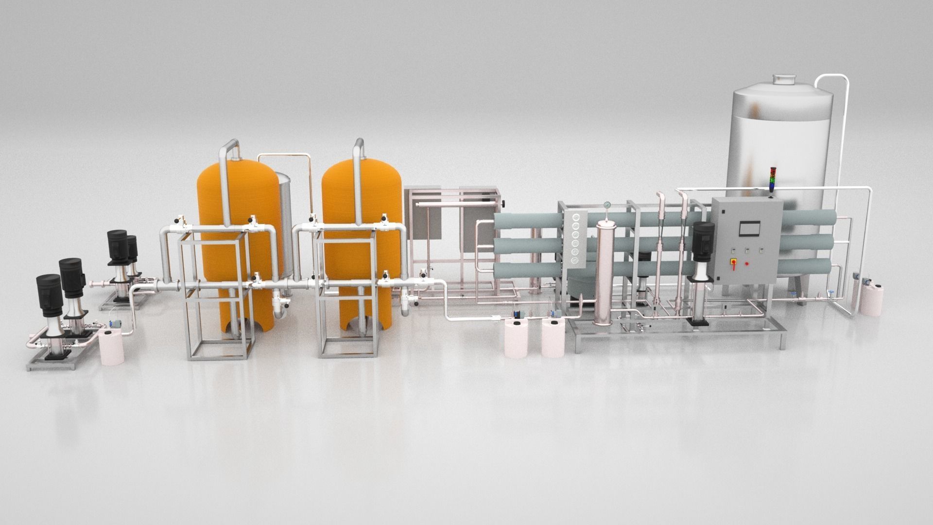 Reverse Osmosis RO System For Mineral Water Plant Low-poly 3D model_14