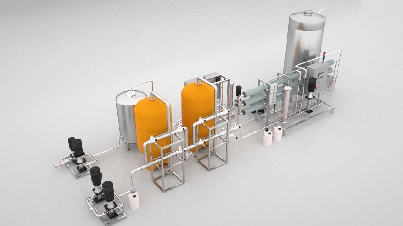 Reverse Osmosis RO System For Mineral Water Plant Low-poly 3D model_22