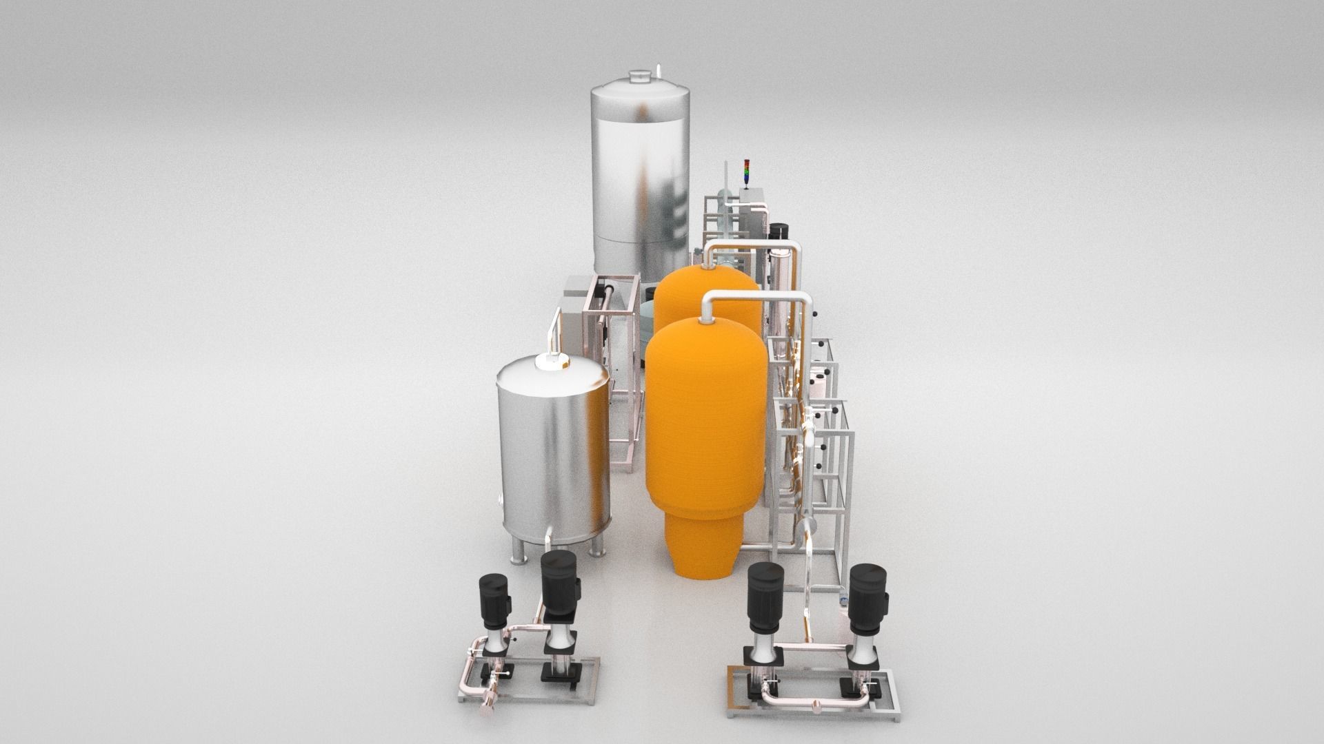 Reverse Osmosis RO System For Mineral Water Plant Low-poly 3D model_18