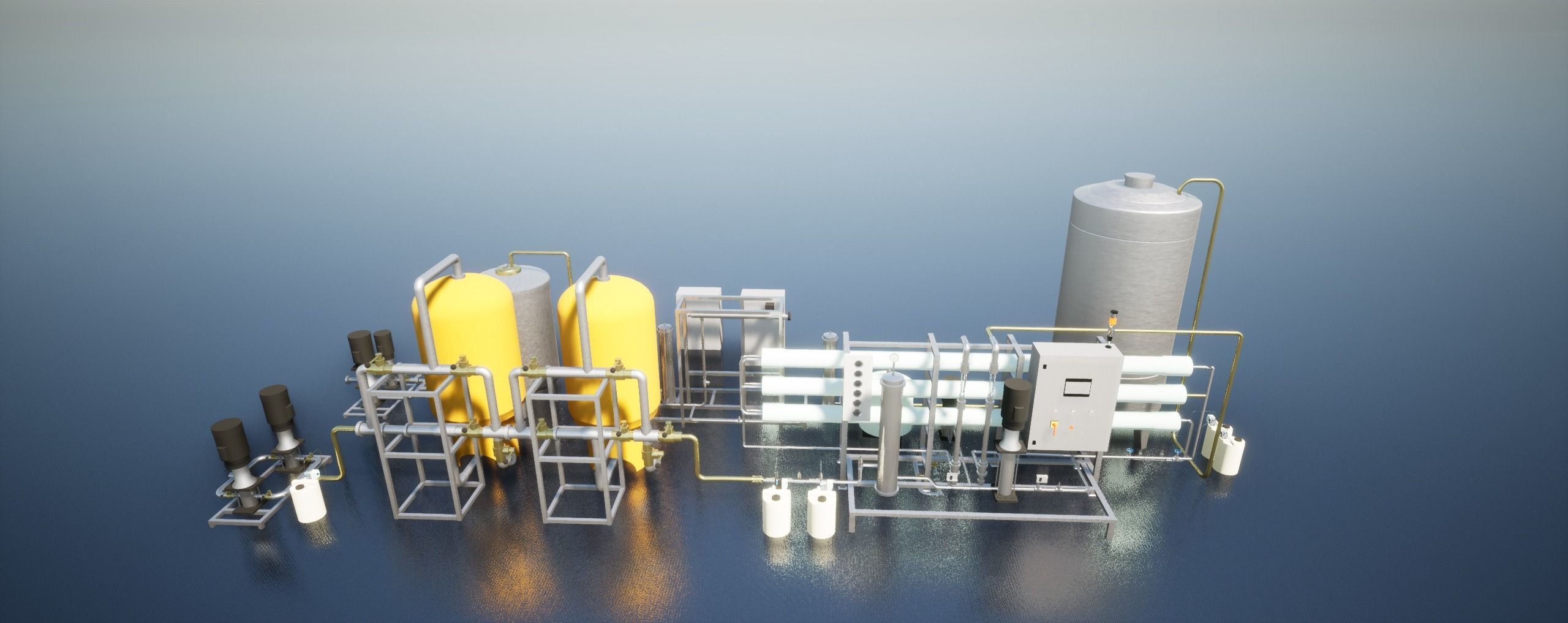 Reverse Osmosis RO System For Mineral Water Plant Low-poly 3D model_2